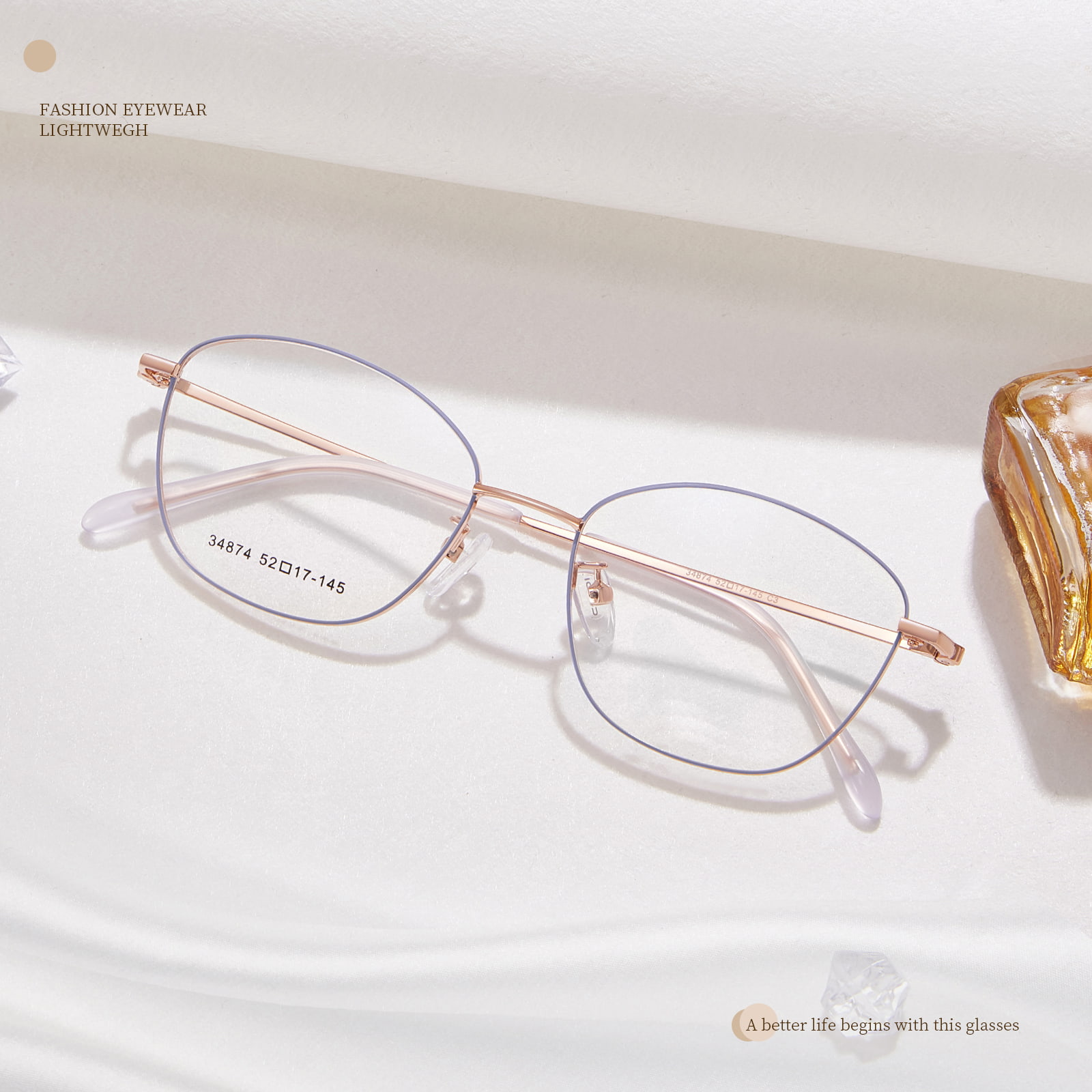 34874 نظارات سبائك ذات إطار رفيع ريترو