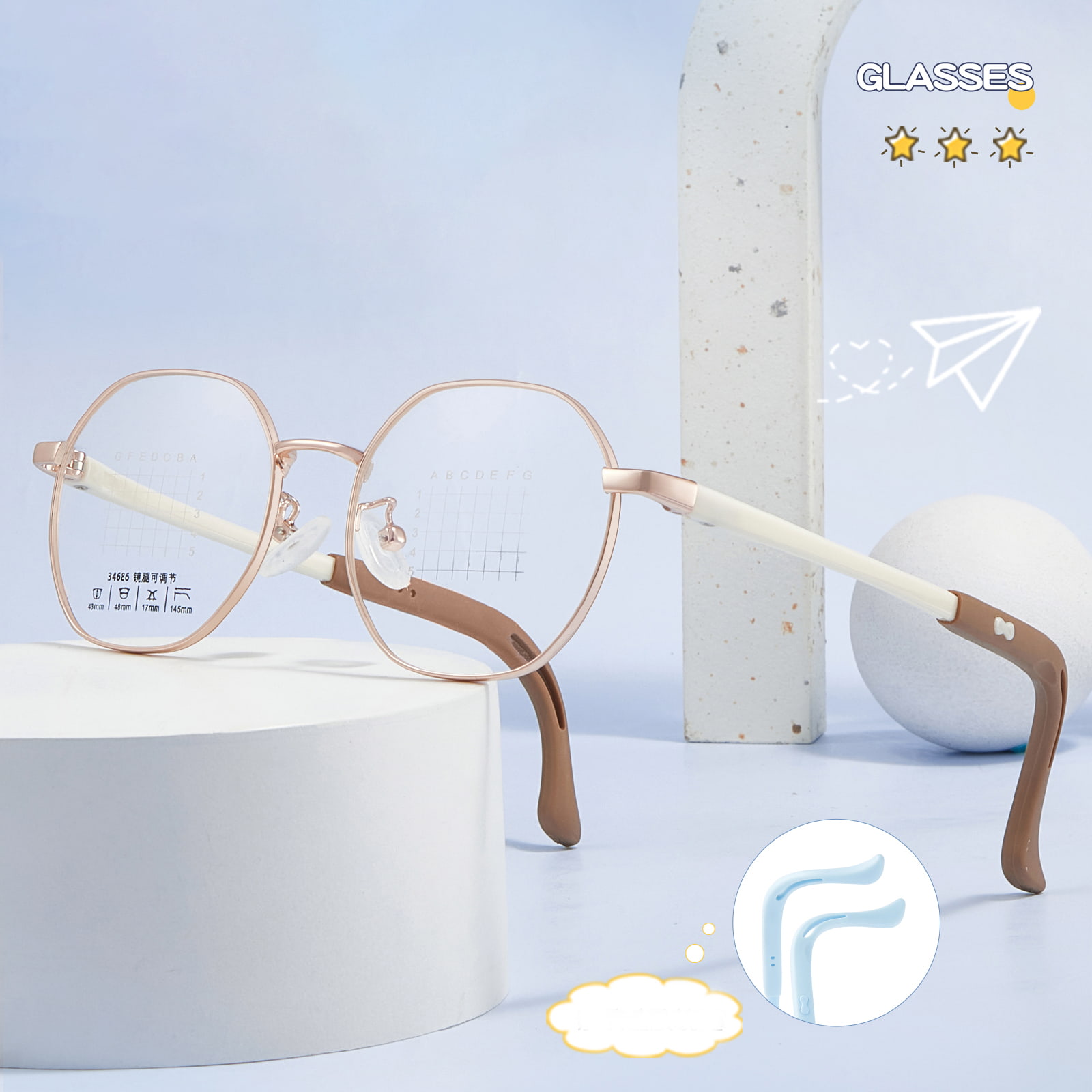 34686 نظارات سبيكة متعددة الأضلاع للشباب