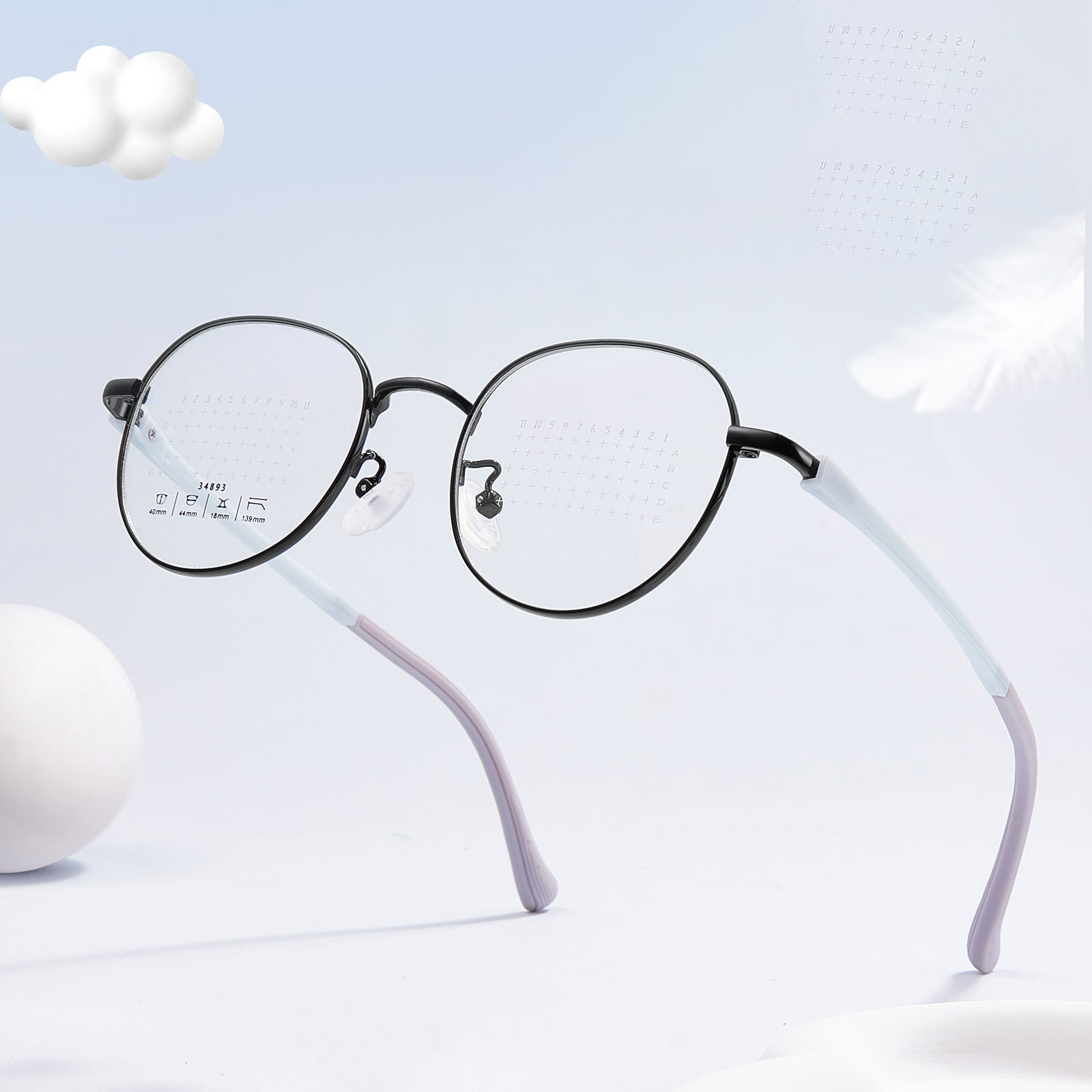 34893 نظارات مستديرة الإطار مع عدسات مضبة للتركيز من （Gloy)